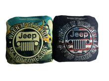 Load image into Gallery viewer, Jeep Flag Cornhole Bags – Pro Dual-Sided Set (Fast &amp; Slow) | ACL Regulation
